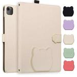 For iPad Air 13 2025 / 2024 Cat Skin-feel Litchi Leather Smart Tablet Case(Apricot White)