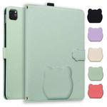 For iPad Pro 11 2024 Cat Skin-feel Litchi Leather Smart Tablet Case(Green)