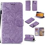 For Motorola Moto G Power Lace Flower Horizontal Flip Leather Case with Holder & Card Slots & Wallet & Photo Frame(Purple)