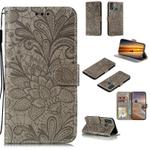 For Huawei Honor 9X Lite Lace Flower Horizontal Flip Leather Case with Holder & Card Slots & Wallet & Photo Frame(Grey)