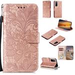 For Huawei Honor Play 4 / Maimang 9 / Mate 40 Lite Lace Flower Horizontal Flip Leather Case with Holder & Card Slots & Wallet & Photo Frame(Rose Gold)
