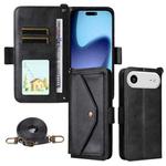 For iPhone 17 Air Multi-card Slots Crossbody Cowhide Leather Phone Case(Black)