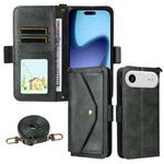 For iPhone 17 Air Multi-card Slots Crossbody Cowhide Leather Phone Case(Green)