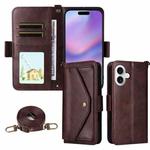 For iPhone 17 Multi-card Slots Crossbody Cowhide Leather Phone Case(Brown)