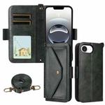 For iPhone 16e Multi-card Slots Crossbody Cowhide Leather Phone Case(Green)
