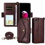 For iPhone SE 2022 / 2020 / 8 / 7 Multi-card Slots Crossbody Cowhide Leather Phone Case(Brown)