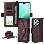 For Honor 400 Lite Global Multi-card Slots Crossbody Cowhide Leather Phone Case(Brown)