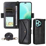 For Honor 400 Lite Global Multi-card Slots Crossbody Cowhide Leather Phone Case(Black)