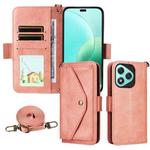 For Honor 400 Lite Global Multi-card Slots Crossbody Cowhide Leather Phone Case(Pink)