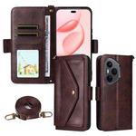 For Honor 400 Pro Global 160.8mm Multi-card Slots Crossbody Cowhide Leather Phone Case(Brown)