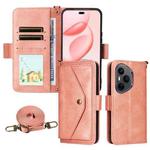 For Honor 400 Pro Global 160.8mm Multi-card Slots Crossbody Cowhide Leather Phone Case(Pink)