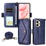 For Honor 400 Global 156.5mm Multi-card Slots Crossbody Cowhide Leather Phone Case(Blue)