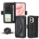 For Honor 400 Global 156.5mm Multi-card Slots Crossbody Cowhide Leather Phone Case(Black)