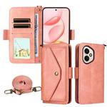 For Honor 400 Global 156.5mm Multi-card Slots Crossbody Cowhide Leather Phone Case(Pink)