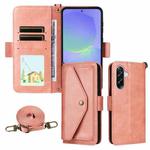 For Samsung Galaxy A36 5G Multi-card Slots Crossbody Cowhide Leather Phone Case(Pink)