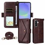 For Samsung Galaxy A56 5G Multi-card Slots Crossbody Cowhide Leather Phone Case(Brown)