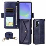 For Samsung Galaxy A56 5G Multi-card Slots Crossbody Cowhide Leather Phone Case(Blue)