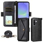For Samsung Galaxy A56 5G Multi-card Slots Crossbody Cowhide Leather Phone Case(Black)