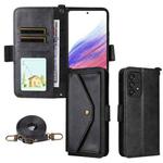 For Samsung Galaxy A53 5G Multi-card Slots Crossbody Cowhide Leather Phone Case(Black)