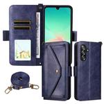For Samsung Galaxy A16 5G / 4G / A26 5G Multi-card Slots Crossbody Cowhide Leather Phone Case(Blue)