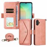 For Samsung Galaxy A06 5G / 4G Multi-card Slots Crossbody Cowhide Leather Phone Case(Pink)