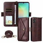 For Samsung Galaxy A07 4G Multi-card Slots Crossbody Cowhide Leather Phone Case(Brown)