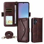 For Samsung Galaxy A25e / A25 5G SC-53F Multi-card Slots Crossbody Cowhide Leather Phone Case(Brown)