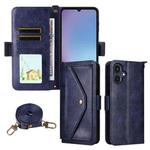 For Samsung Galaxy A25e / A25 5G SC-53F Multi-card Slots Crossbody Cowhide Leather Phone Case(Blue)