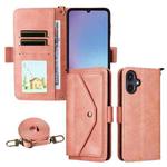 For Samsung Galaxy A25e / A25 5G SC-53F Multi-card Slots Crossbody Cowhide Leather Phone Case(Pink)