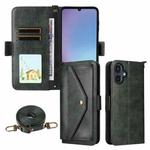 For Samsung Galaxy A25e / A25 5G SC-53F Multi-card Slots Crossbody Cowhide Leather Phone Case(Green)