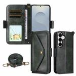 For Samsung Galaxy S25 5G Multi-card Slots Crossbody Cowhide Leather Phone Case(Green)