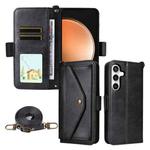 For Samsung Galaxy S25 FE 5G Multi-card Slots Crossbody Cowhide Leather Phone Case(Black)