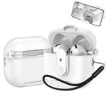 For AirPods 4 One-piece Holder Wireless Earphones Case with Lanyard(White)