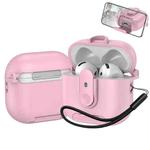 For AirPods 4 One-piece Holder Wireless Earphones Case with Lanyard(Pink)