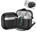 For AirPods 4 One-piece Holder Wireless Earphones Case with Lanyard(Black Army Green)