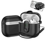 For AirPods 4 One-piece Holder Wireless Earphones Case with Lanyard(Black)