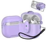 For AirPods 4 One-piece Holder Wireless Earphones Case with Lanyard(Purple)