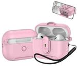 For AirPods Pro 2 One-piece Holder Wireless Earphones Case with Lanyard(Pink)