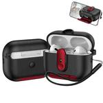 For AirPods Pro 2 One-piece Holder Wireless Earphones Case with Lanyard(Black Red)