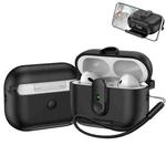 For AirPods Pro 2 One-piece Holder Wireless Earphones Case with Lanyard(Black)