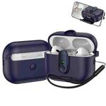 For AirPods Pro 2 One-piece Holder Wireless Earphones Case with Lanyard(Dark Blue)