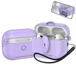 For AirPods Pro 2 One-piece Holder Wireless Earphones Case with Lanyard(Purple)