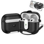 For AirPods 3 One-piece Holder Wireless Earphones Case with Lanyard(Black White)