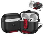 For AirPods 3 One-piece Holder Wireless Earphones Case with Lanyard(Black Red)