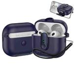 For AirPods 3 One-piece Holder Wireless Earphones Case with Lanyard(Dark Blue)