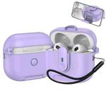 For AirPods 3 One-piece Holder Wireless Earphones Case with Lanyard(Purple)