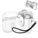 For AirPods 1 / 2 One-piece Holder Wireless Earphones Case with Lanyard(White)