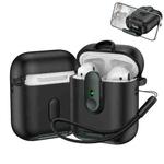 For AirPods 1 / 2 One-piece Holder Wireless Earphones Case with Lanyard(Black Army Green)
