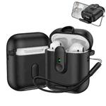 For AirPods 1 / 2 One-piece Holder Wireless Earphones Case with Lanyard(Black)