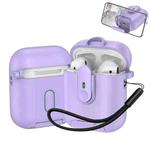 For AirPods 1 / 2 One-piece Holder Wireless Earphones Case with Lanyard(Purple)